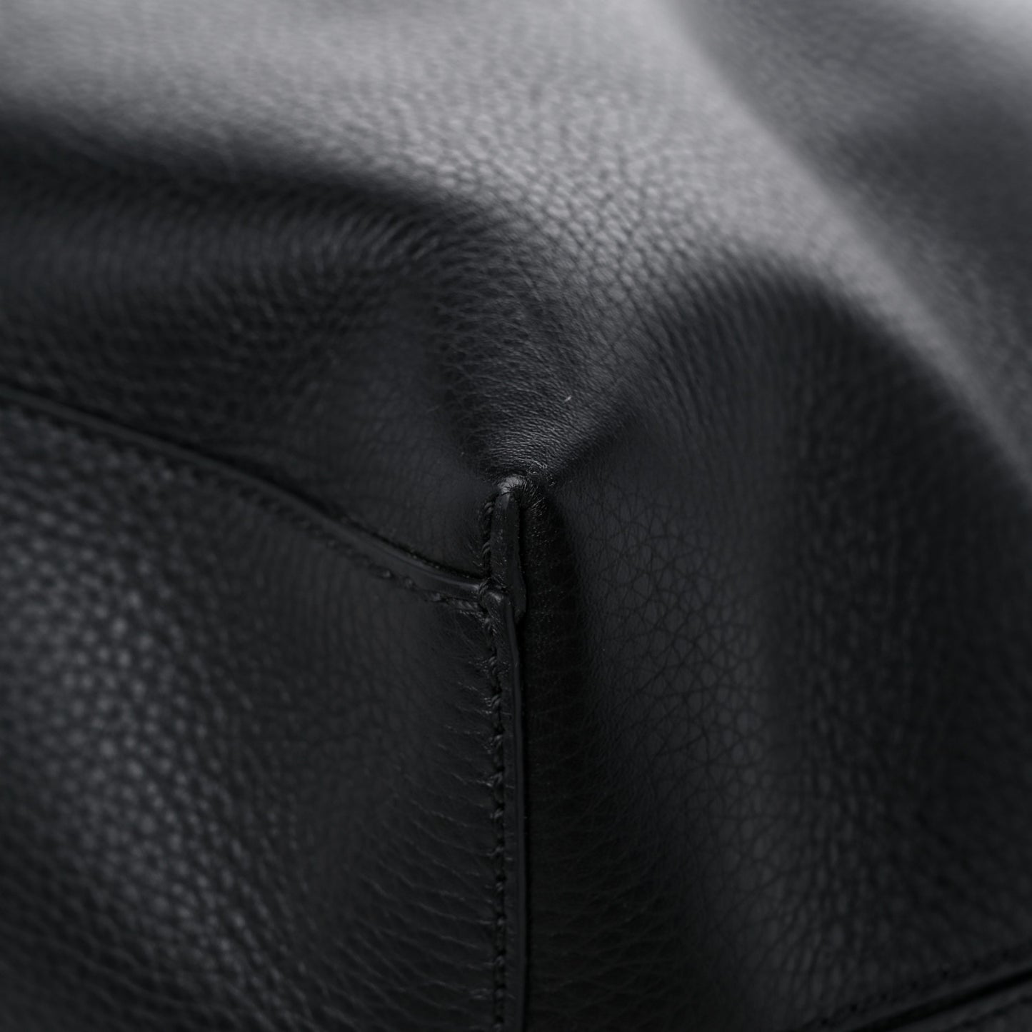Grained Calfskin Rockstud Shoulder Tote Black