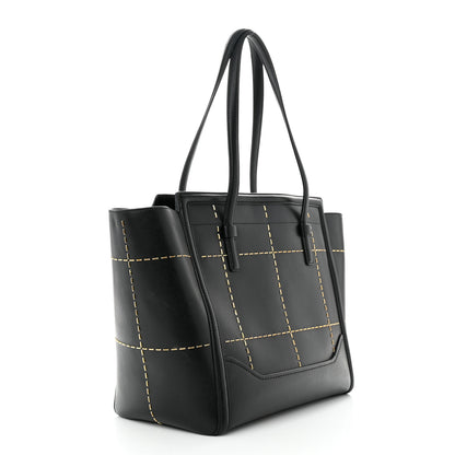 Salvatore Ferragamo Calfskin Stitched Double Handle Medium Amy Tote Black 3 of 13