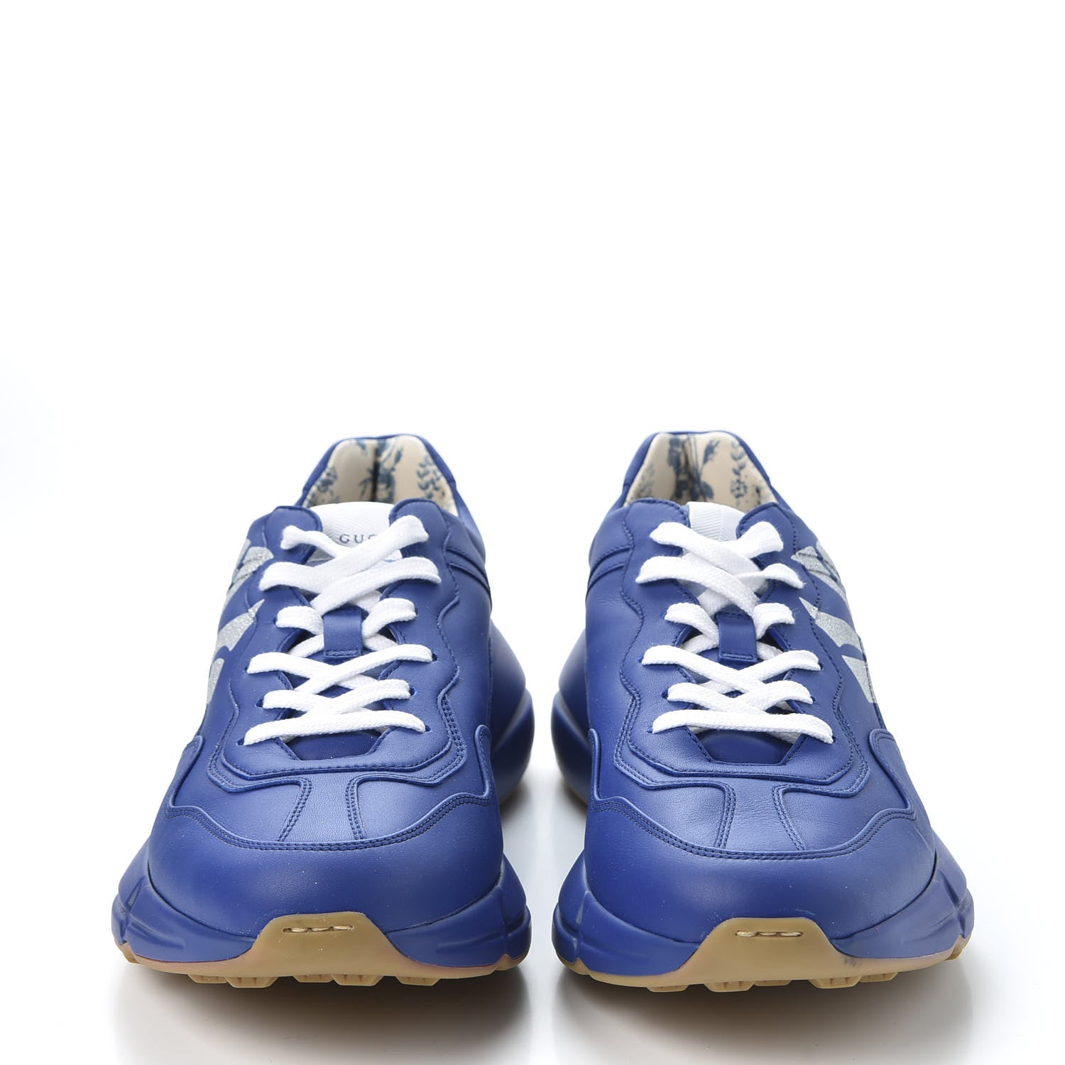 Gucci X MLB Calfskin NY Yankees Mens Rhyton Sneakers 10 Electric Blue 3 of 10