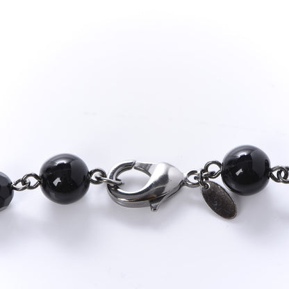 Chanel Pearl Beaded CC Long Necklace Silver Black 6 of 7