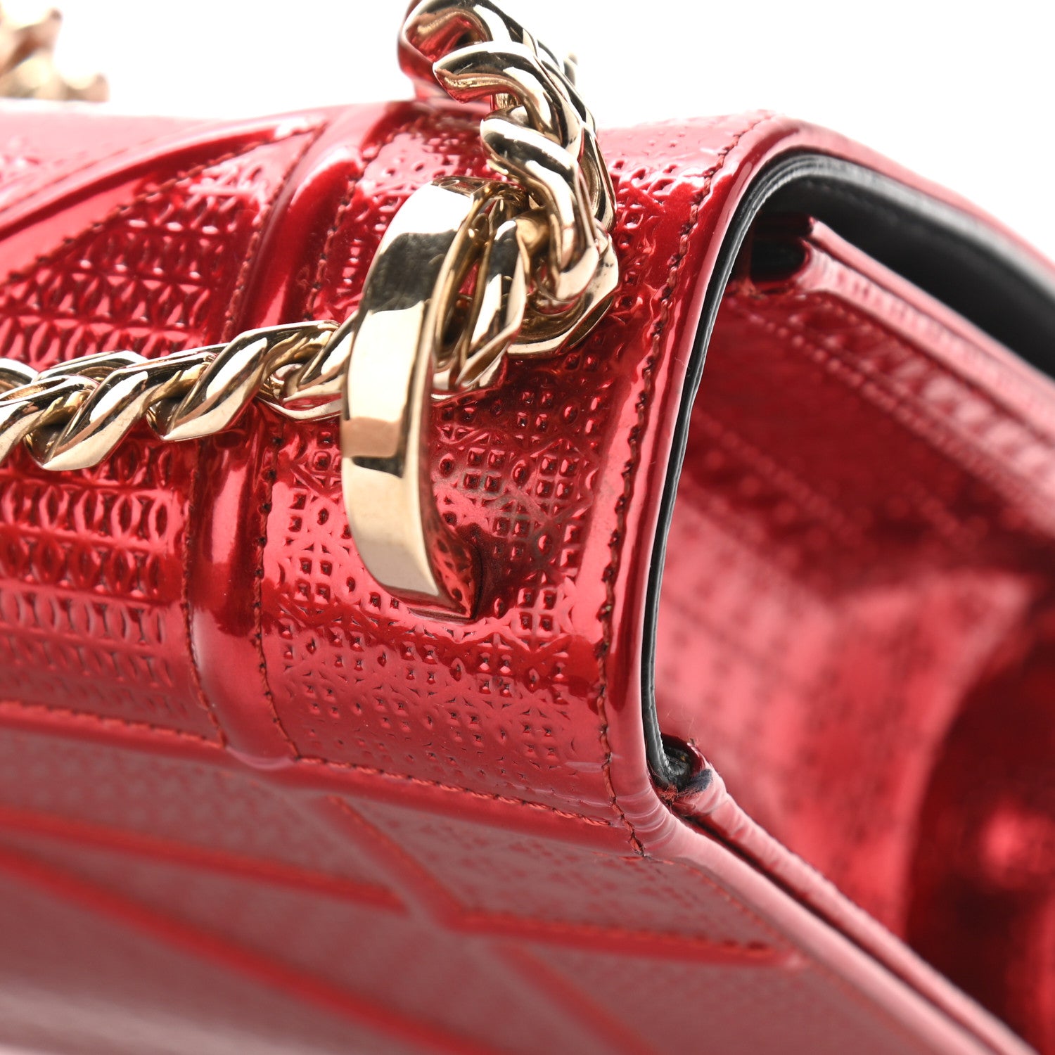 Christian Dior Metallic Patent Micro-Cannage Medium Diorama Flap Bag Red 11 of 11