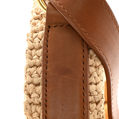 Saint Laurent Raffia Calfskin Round Bag Natural Brick 10 of 11