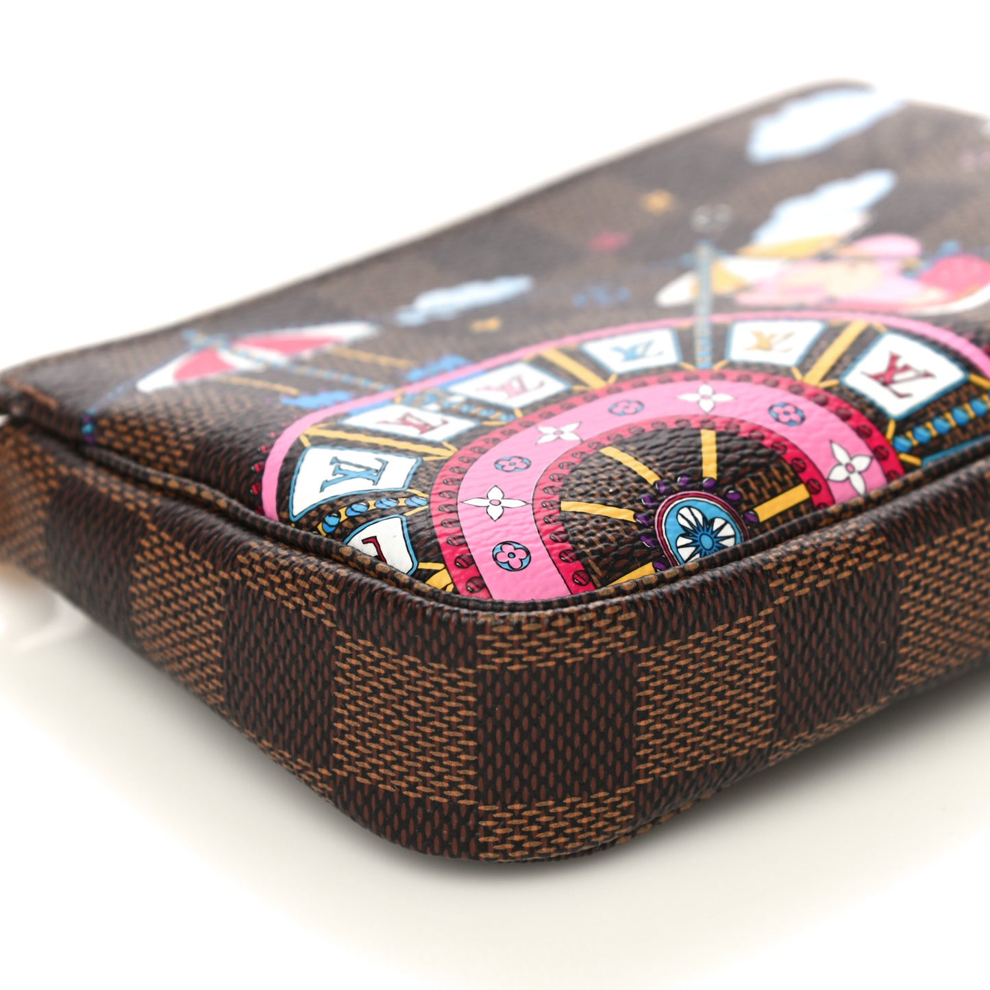Damier Ebene 2020 Christmas Animation Big Wheel Mini Pochette Accessories Rose Ballerine