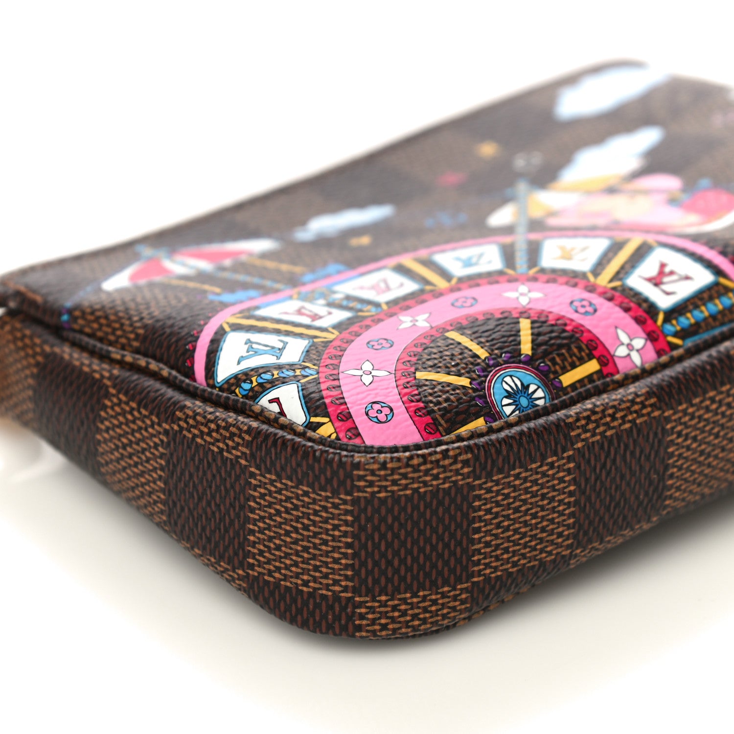 Louis Vuitton Damier Ebene 2020 Christmas Animation Big Wheel Mini Pochette Accessories Rose Ballerine 10 of 12