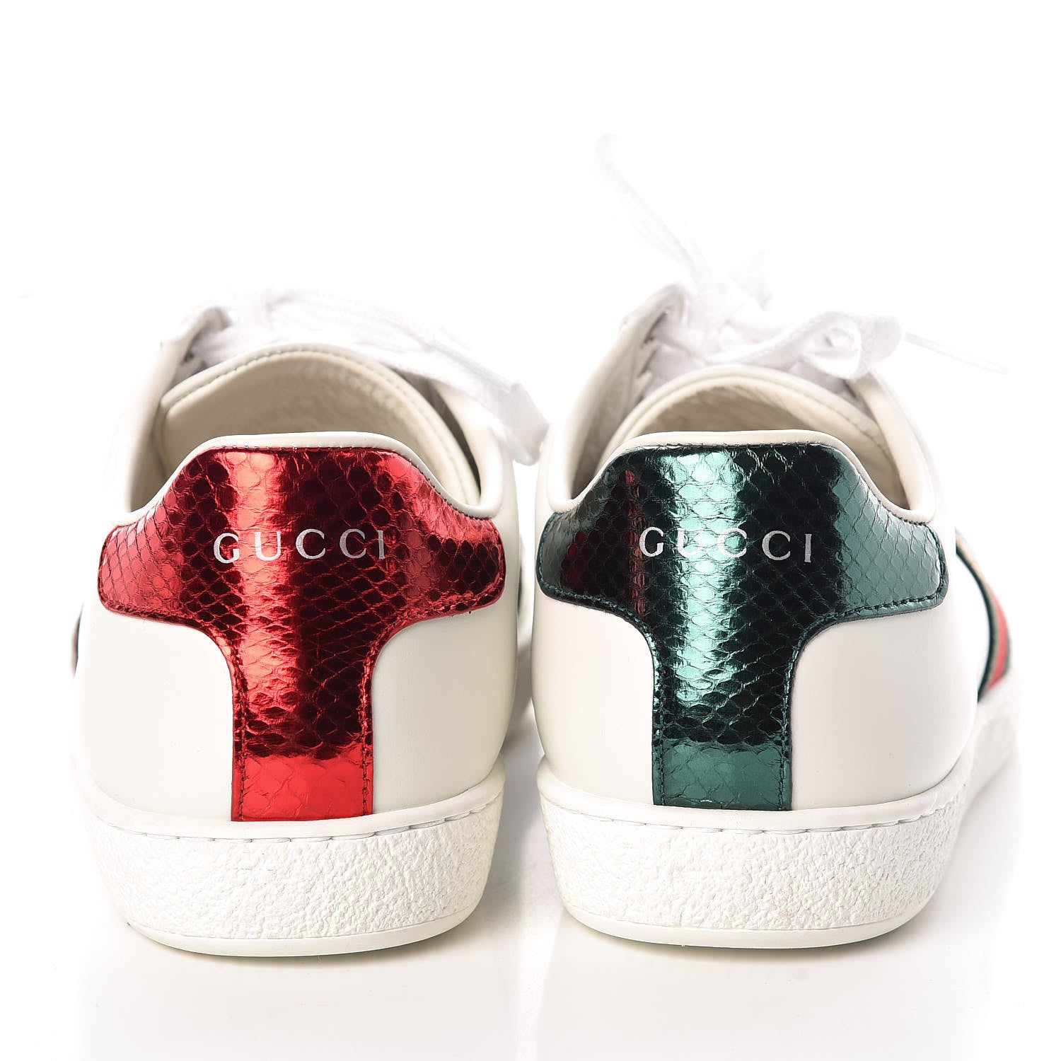 Gucci Calfskin Ayers Bee Embroidered Womens Ace Sneakers 37 White Green 8 of 10