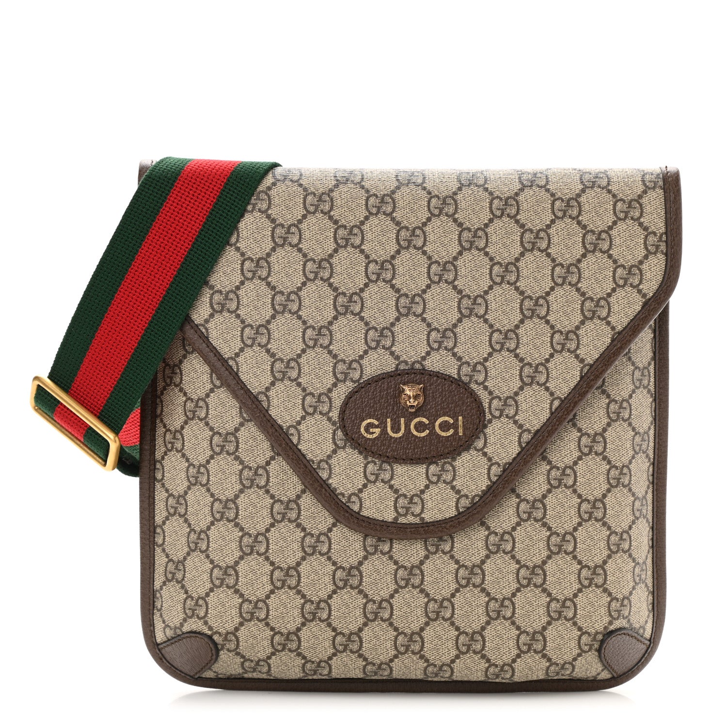Gucci GG Supreme Monogram Web Medium Neo Vintage Flap Messenger Bag Beige New Acero 1 of 8
