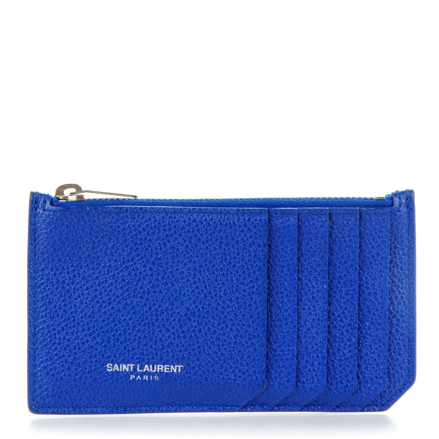 Saint Laurent Grained Calfskin 5 Fragments Zip Pouch Card Holder Ultramarine 1 of 7