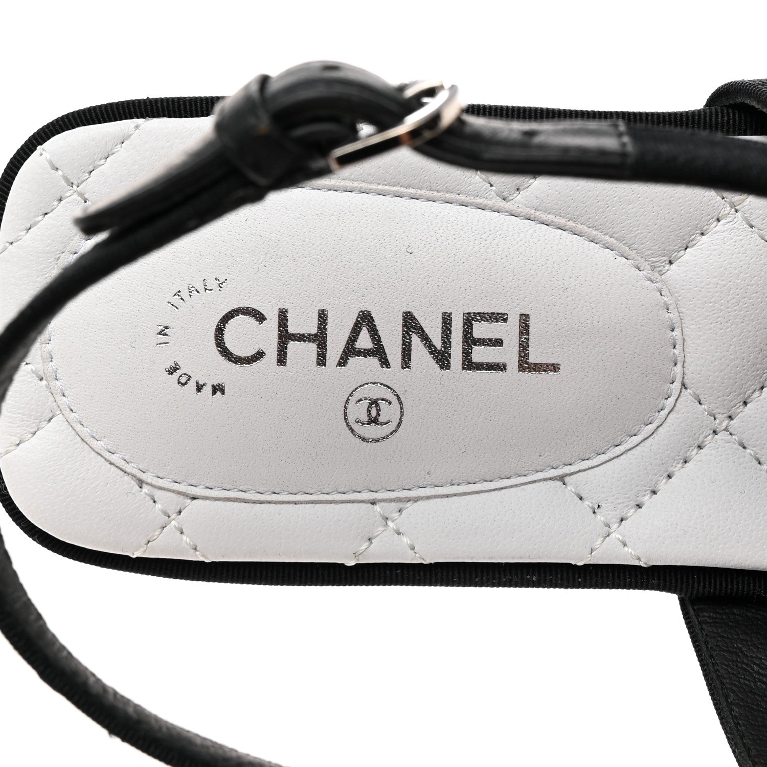 Chanel Grosgrain Pearl CC Sandals 39 Black 6 of 9
