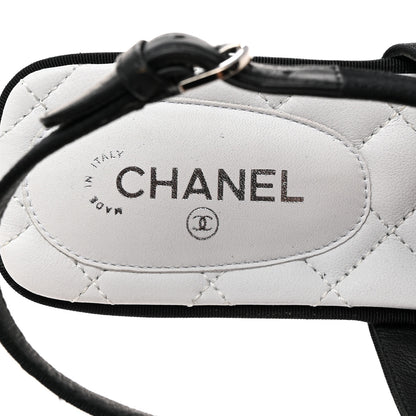 Chanel Grosgrain Pearl CC Sandals 39 Black 6 of 9