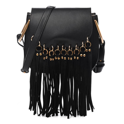 Chloe Calfskin Small Hudson Fringe Shoulder Bag Black 1 of 10