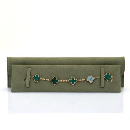 Van Cleef & Arpels 18K Yellow Gold Malachite 5 Motifs Vintage Alhambra Bracelet 7 of 7