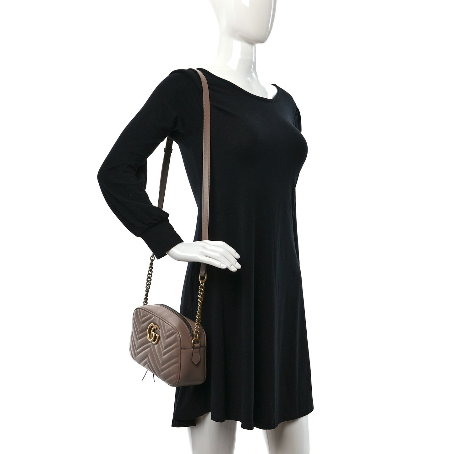 Calfskin Matelasse Small GG Marmont Chain Shoulder Bag Porcelain Rose