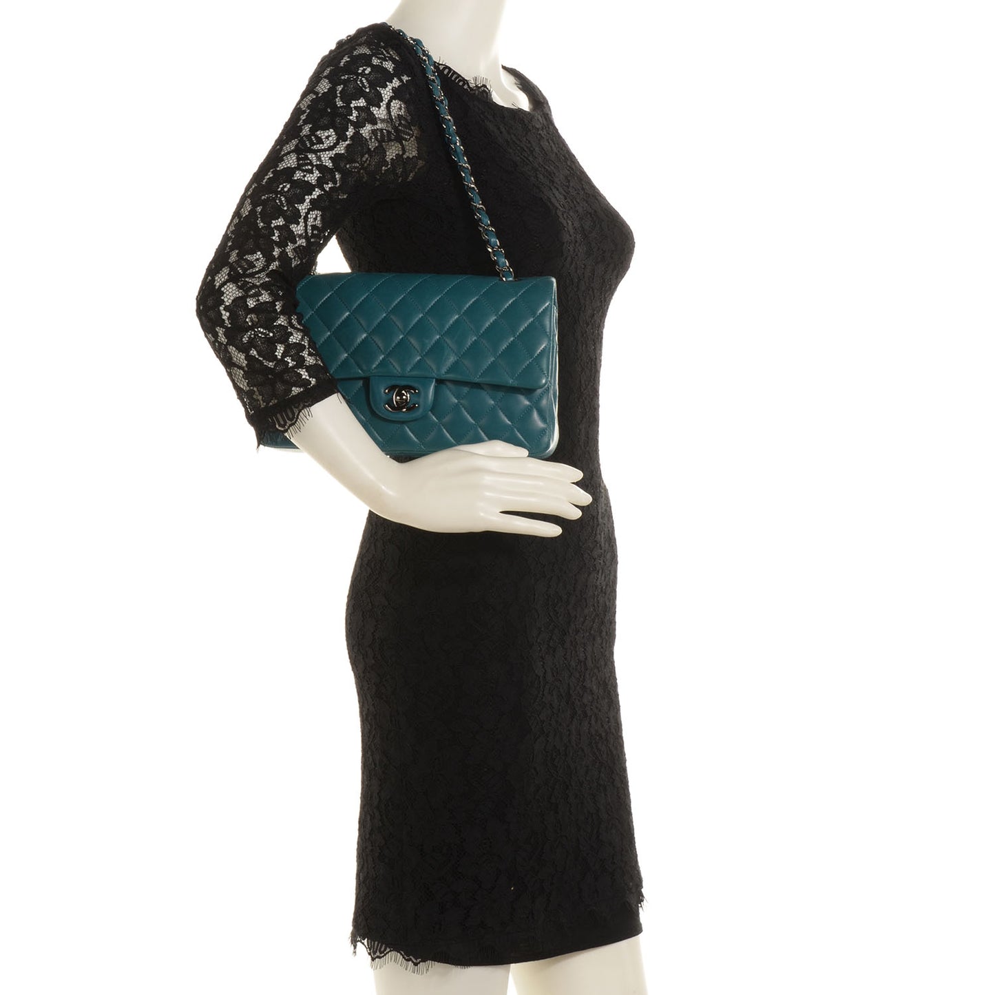 Lambskin Medium Double Flap Turquoise