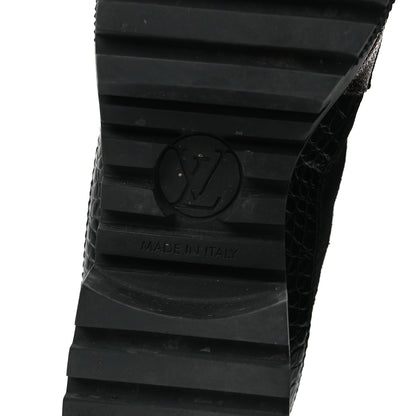 Louis Vuitton Suede Calfskin Crocodile Embossed Patent Monogram Laureate Platform Desert Boots 37 Black 8 of 12