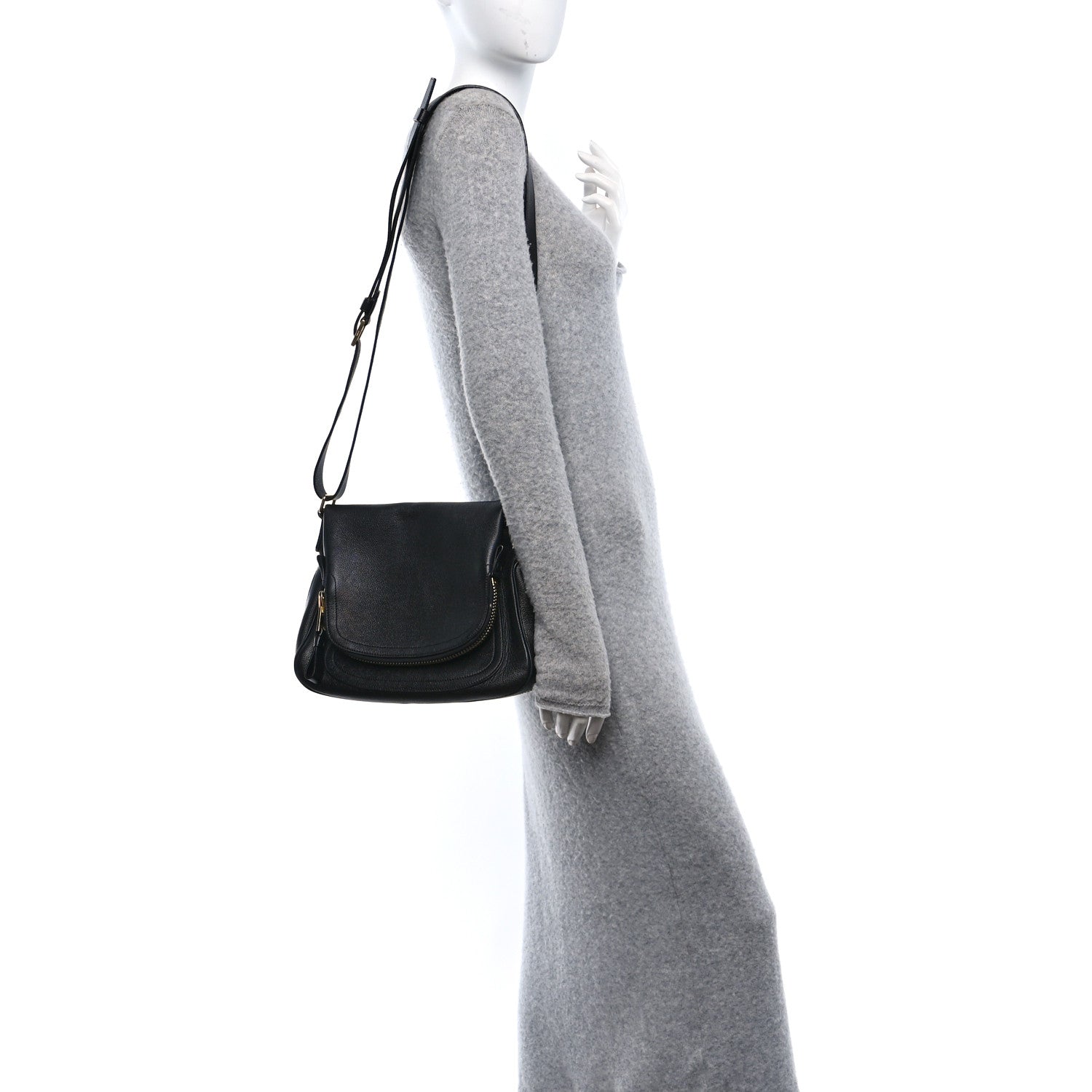 Tom Ford Grained Calfskin Medium Jennifer Crossbody Bag Black 2 of 10