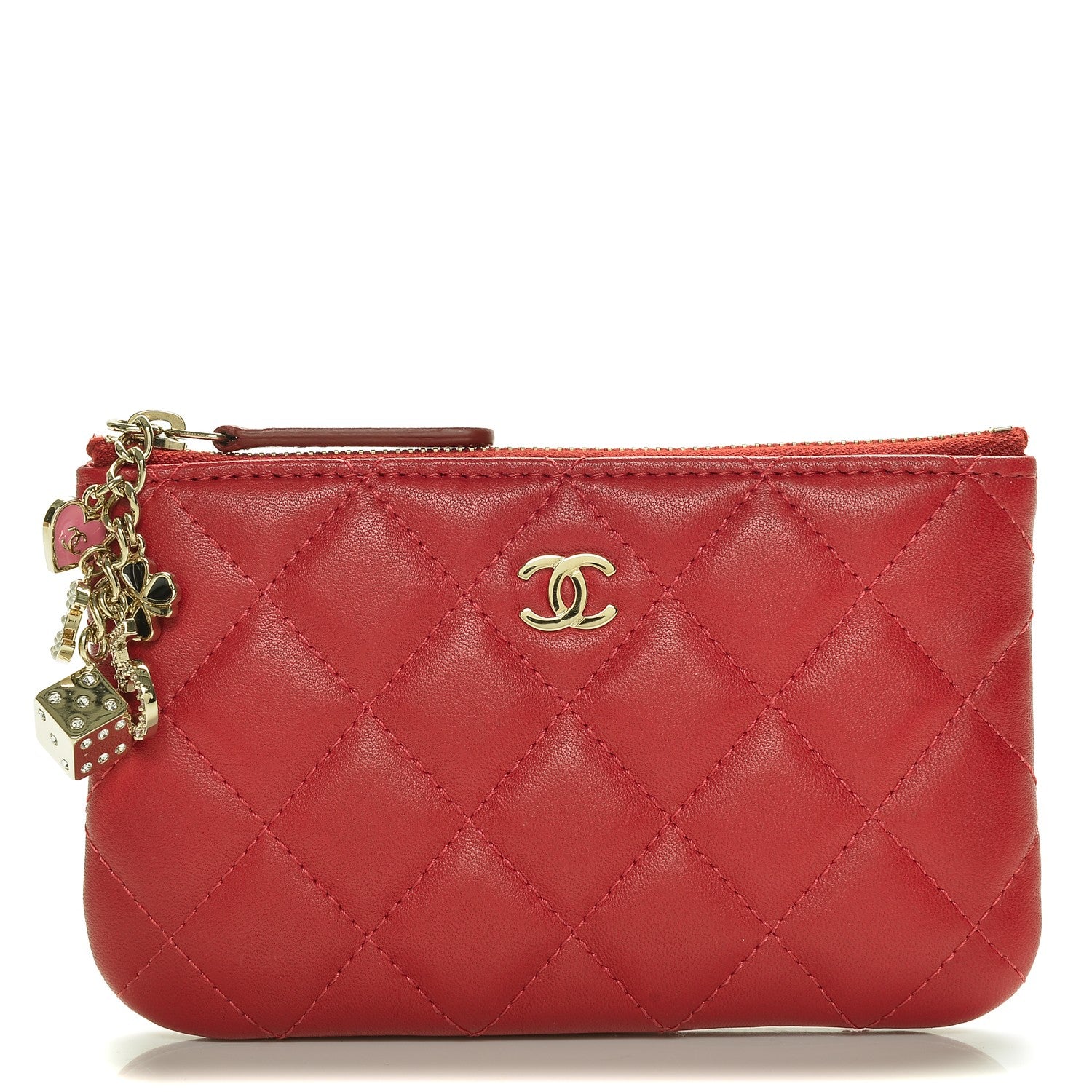 Chanel Lambskin Quilted Small Casino Cosmetic Case Red 1 of 6