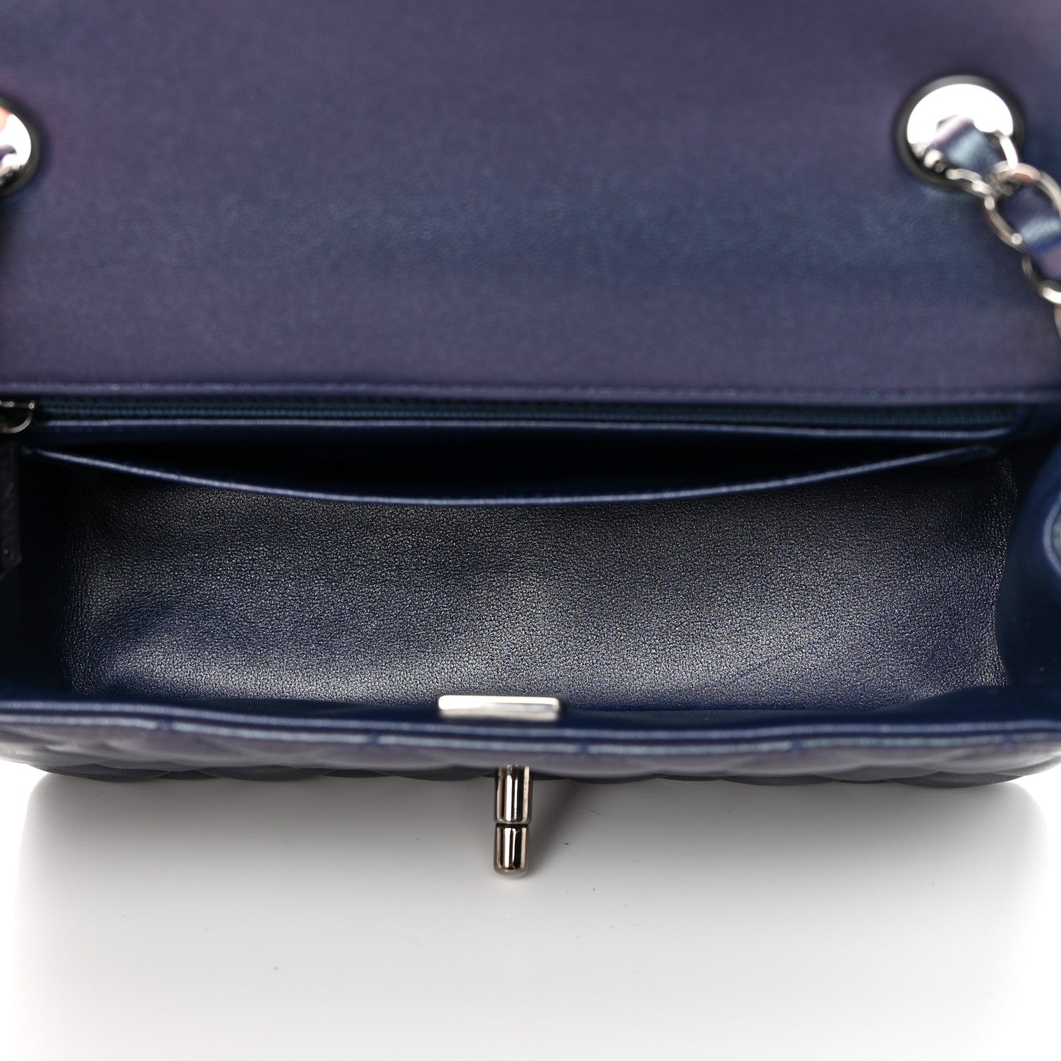 Chanel Iridescent Lambskin Quilted Mini Rectangular Flap Dark Purple 5 of 10