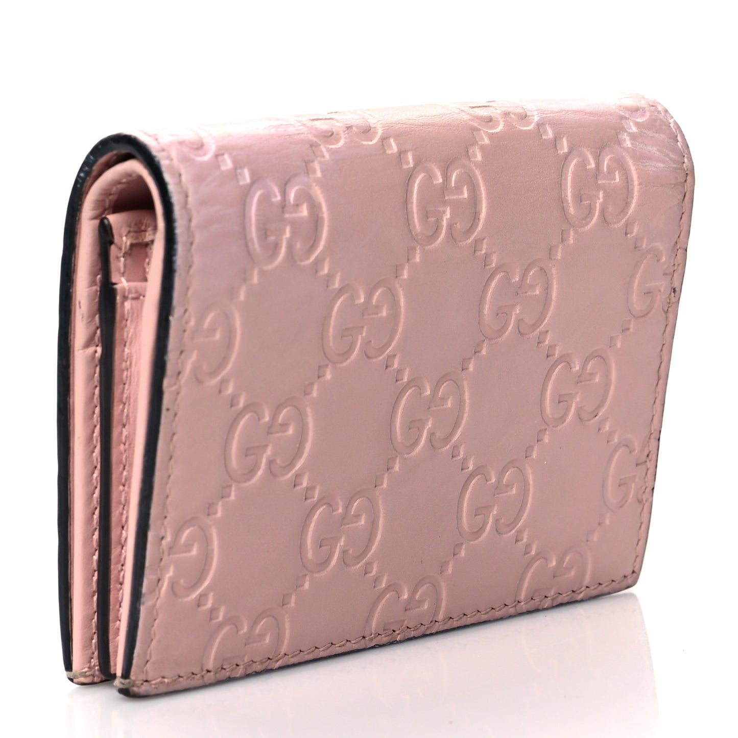 Guccissima Signature Crystal Cat Card Case Wallet Light Candy Pink