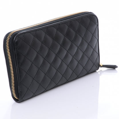 Prada Saffiano Quilted Zip Around Wallet Nero Black 4 of 9