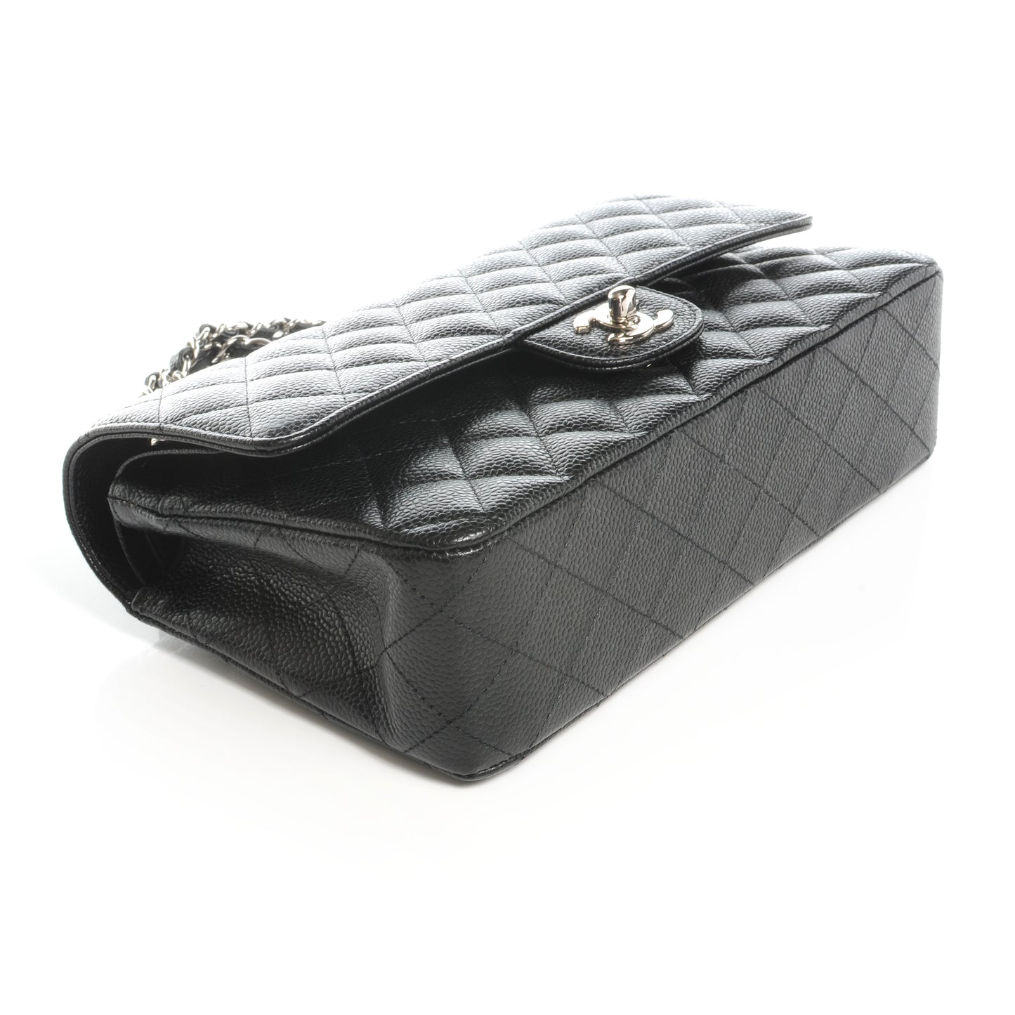 Caviar Quilted Medium Double Flap Black