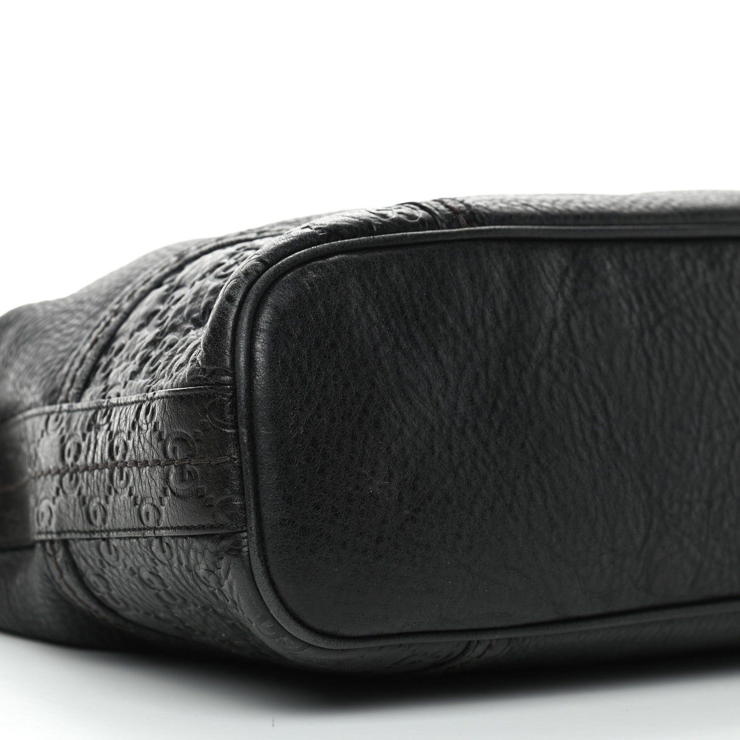 Gucci Pebbled Calfskin Guccissima Trim Medium Signoria Hobo Black 6 of 12