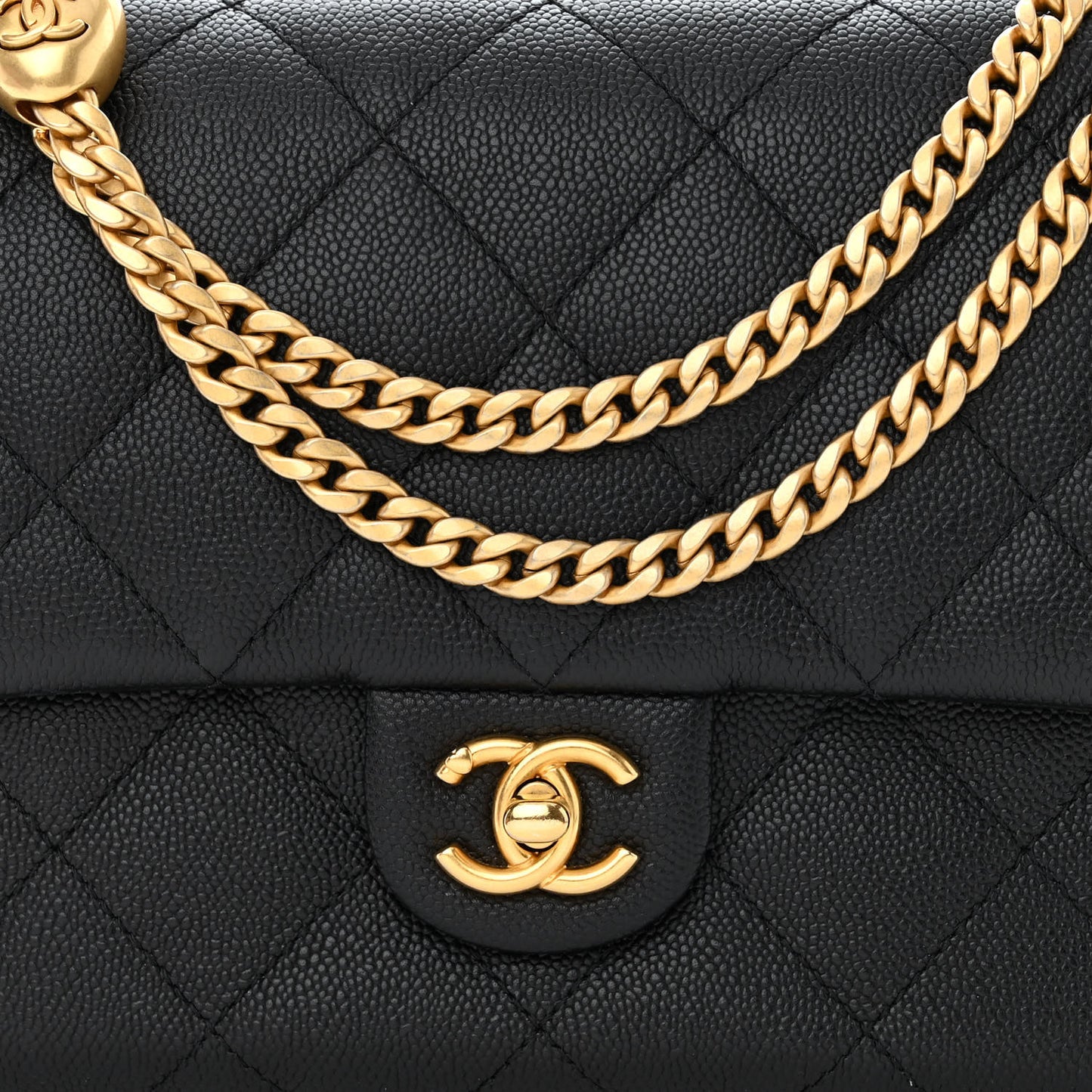 Caviar Quilted Sweetheart Flap Black