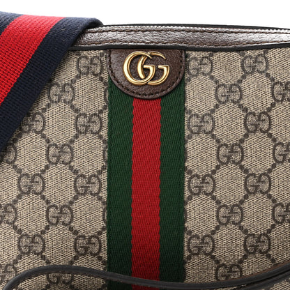 Gucci GG Supreme Monogram Textured Dollar Calfskin Web Ophidia Wristlet Shoulder Bag Beige Ebony New Acero 7 of 10