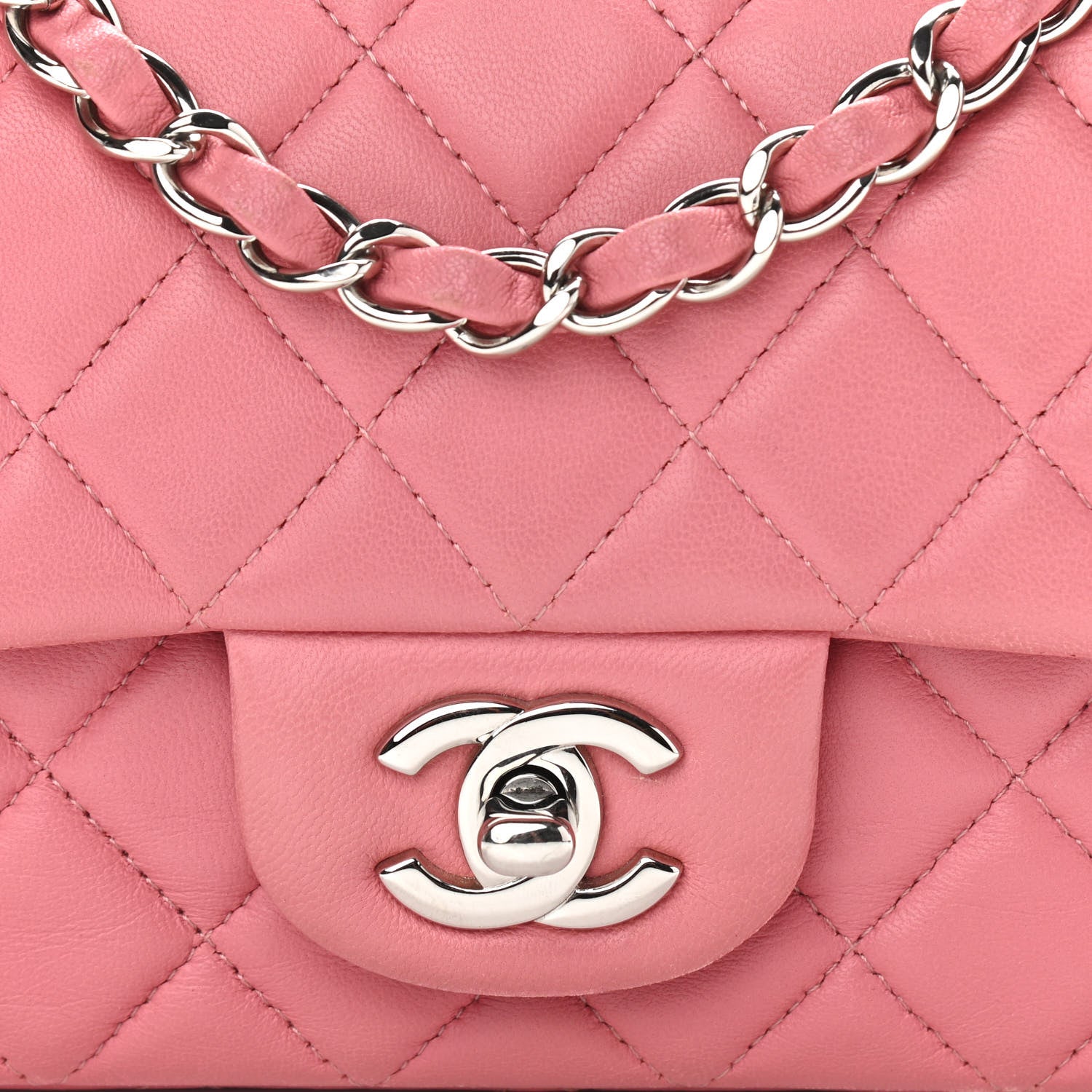 Chanel Lambskin Quilted Mini Rectangular Flap Pink 8 of 12