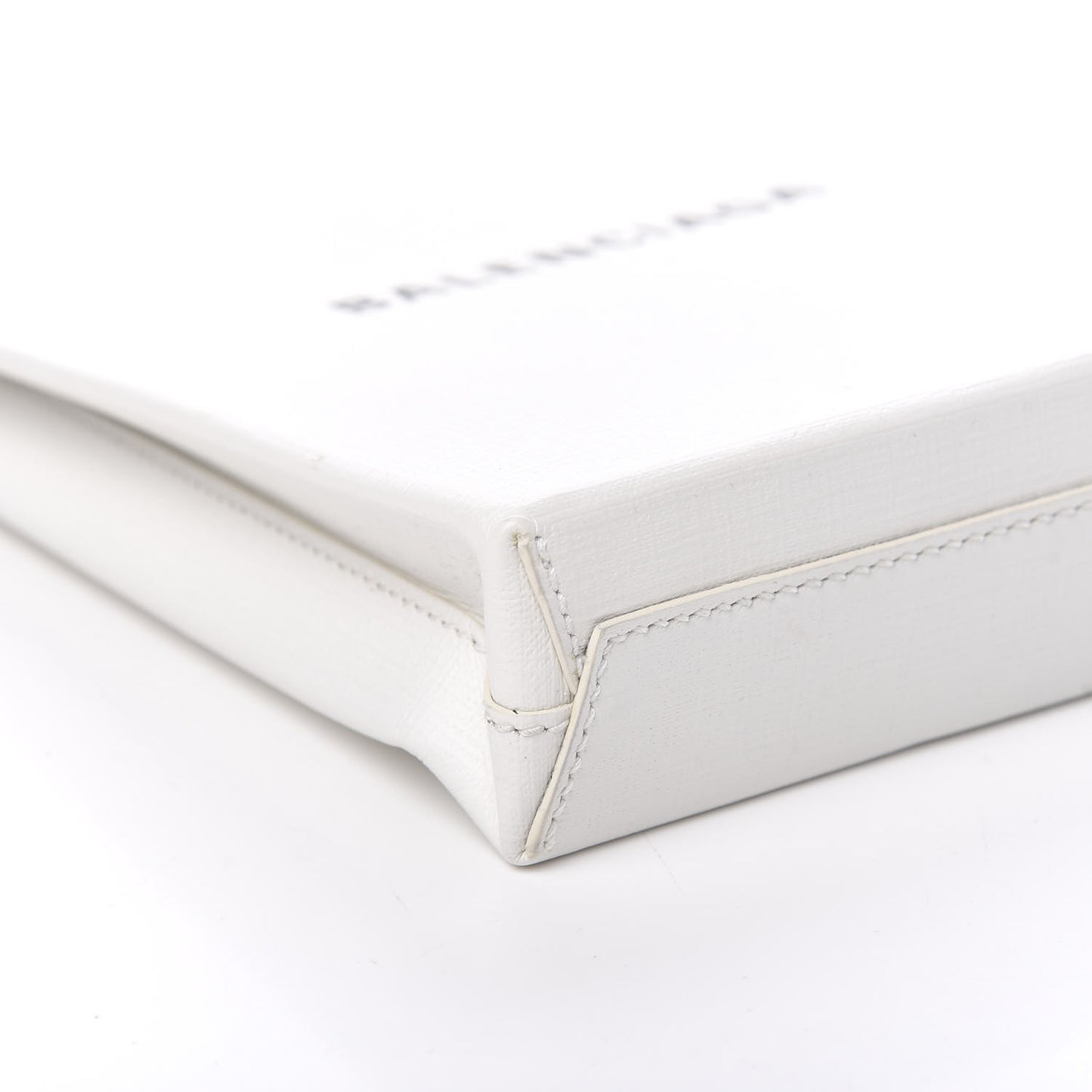 Squared Calfskin Logo Shopping Envelope Clutch White