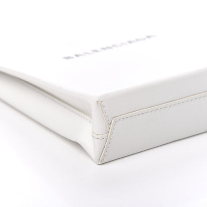 Balenciaga Squared Calfskin Logo Shopping Envelope Clutch White 9 of 10