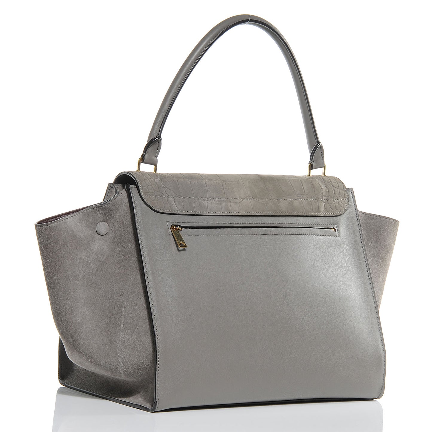 Crocodile Embossed Large Trapeze Grey
