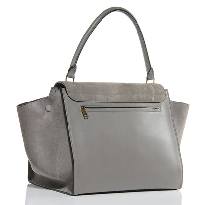 Celine Crocodile Embossed Large Trapeze Grey 3 of 8