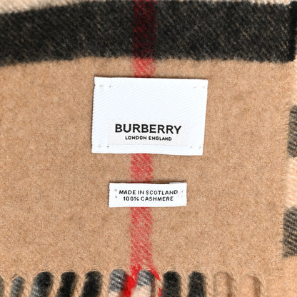Burberry Cashmere Giant Heritage Check Fringe Scarf Camel 4 of 5