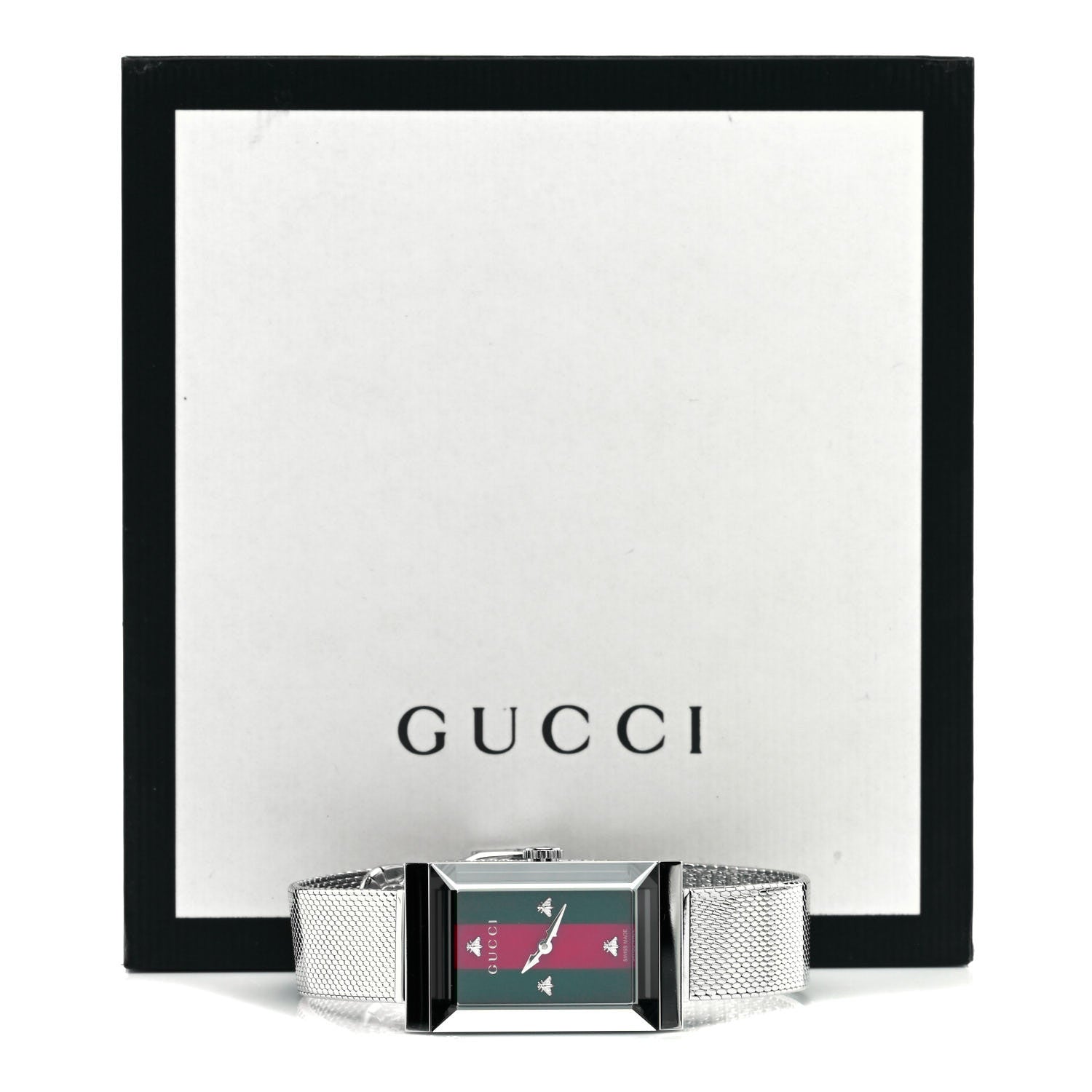 Gucci Stainless Steel Mother of Pearl 21mm Web G-Frame Mesh Quartz Watch Green 5 of 5