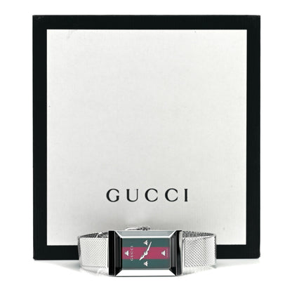 Gucci Stainless Steel Mother of Pearl 21mm Web G-Frame Mesh Quartz Watch Green 5 of 5