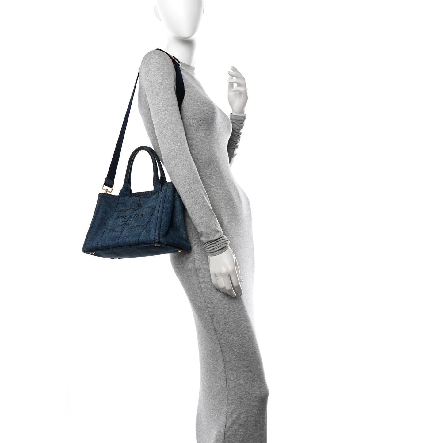 Denim Small Logo Tote Bleu