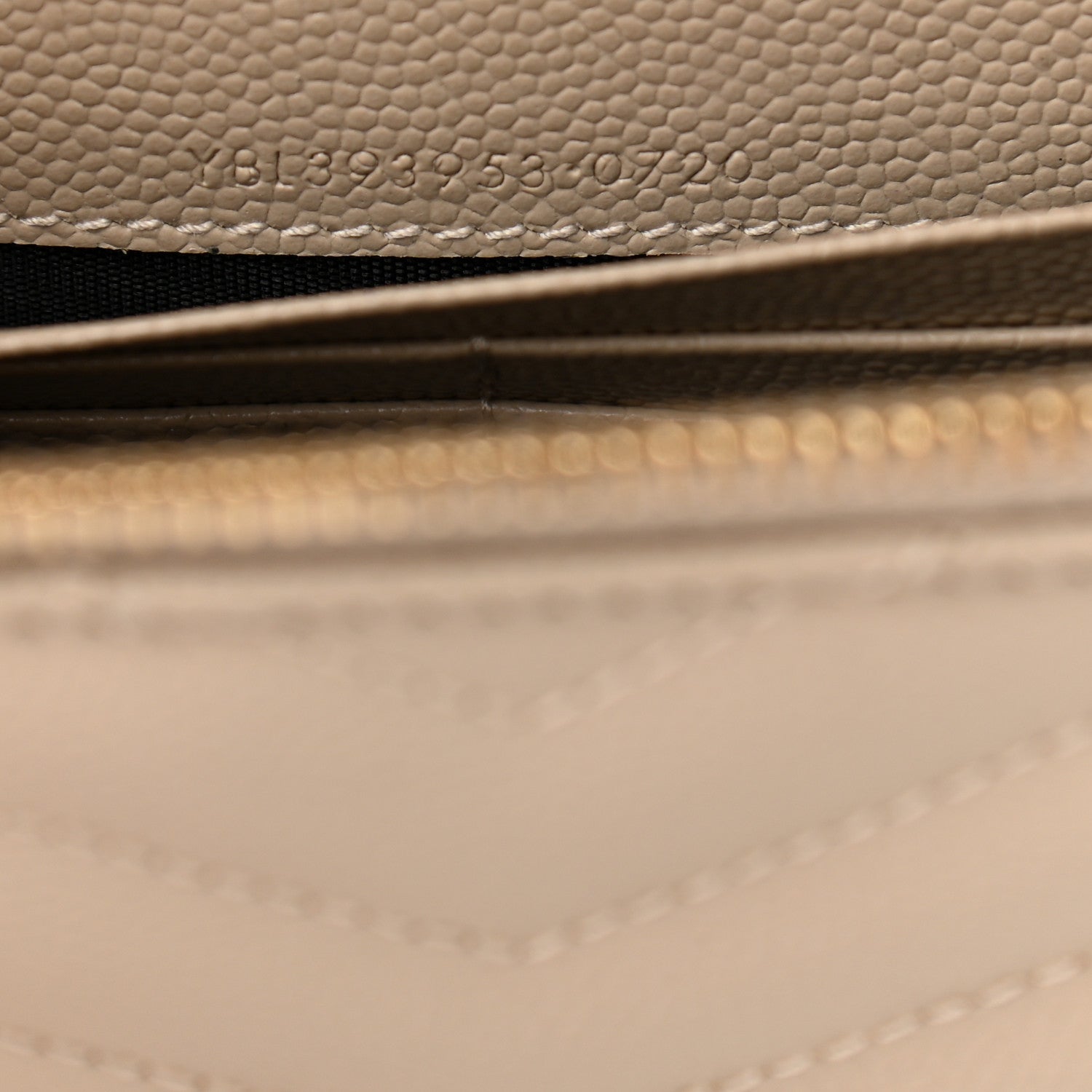 Saint Laurent Grain De Poudre Matelasse Chevron Monogram Envelope Chain Wallet Dark Beige 6 of 11