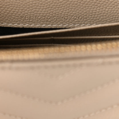 Saint Laurent Grain De Poudre Matelasse Chevron Monogram Envelope Chain Wallet Dark Beige 6 of 11