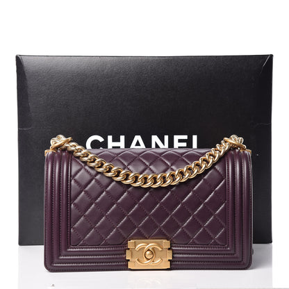 Chanel Lambskin Quilted Medium Boy Flap Dark Purple 11 of 11