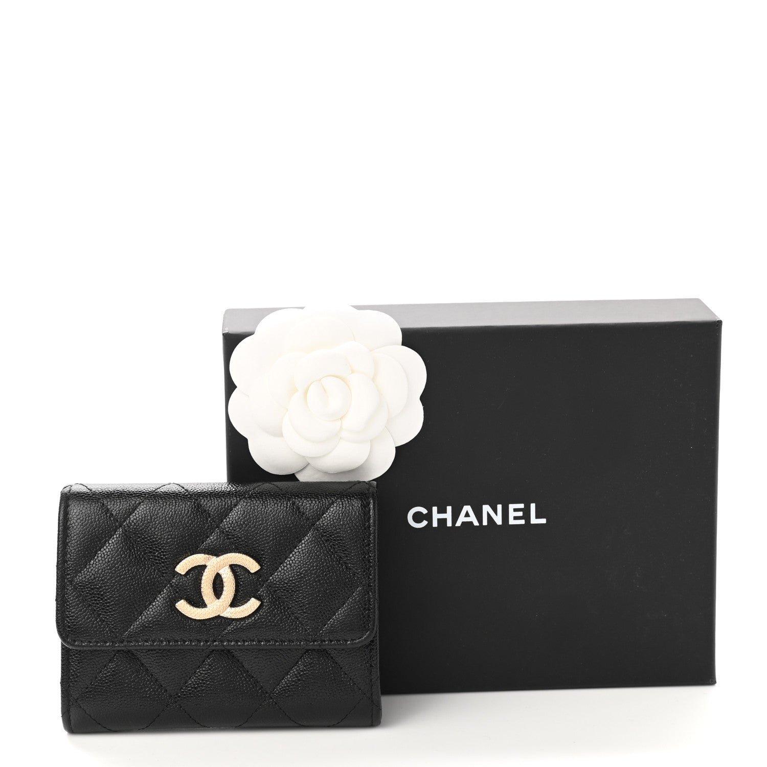 Chanel Shiny Caviar Quilted Studded CC Flap Card Holder Black 9 of 9