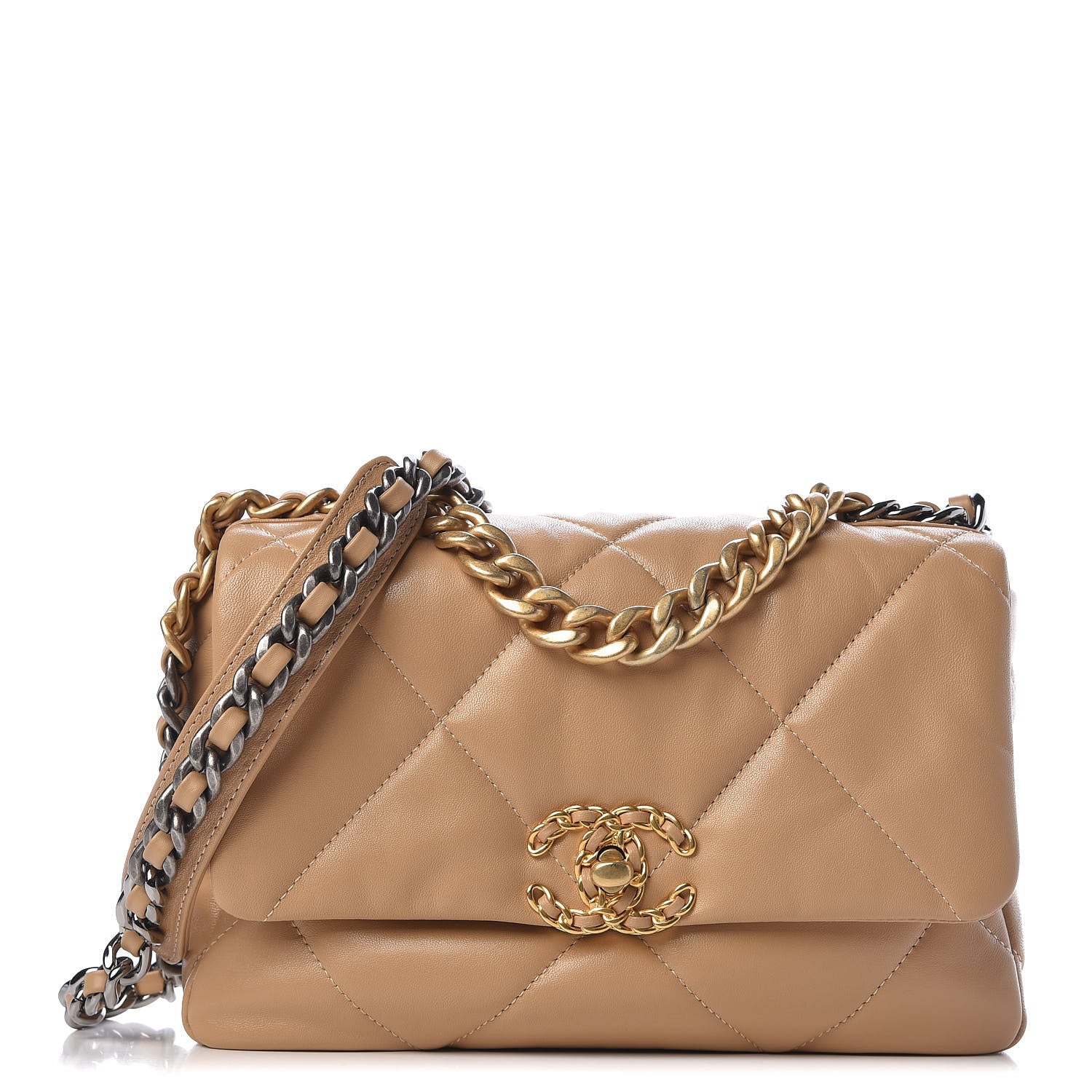 Chanel Lambskin Quilted Medium 19 Flap Dark Beige 1 of 10