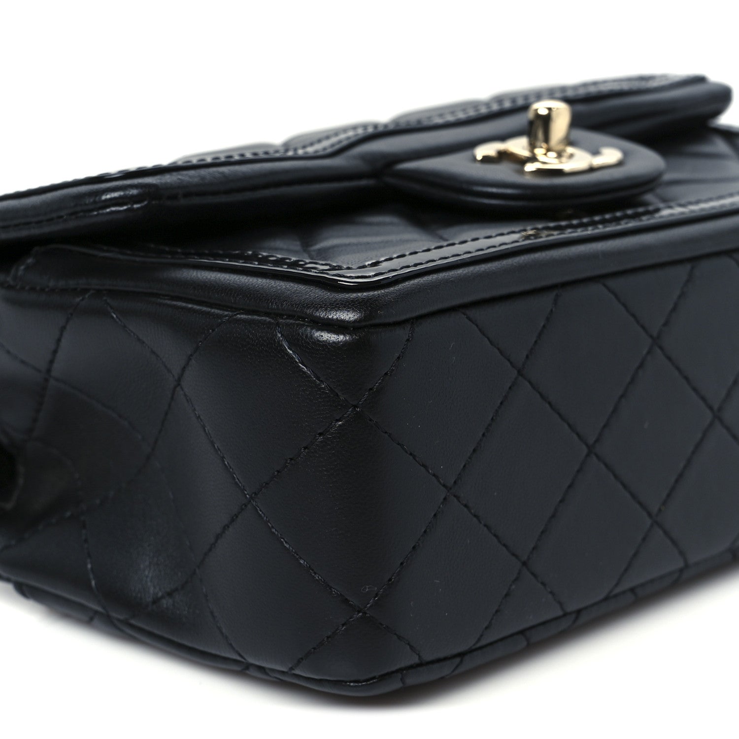 Chanel Shiny Lambskin Quilted Half Mini Flap Black 10 of 12