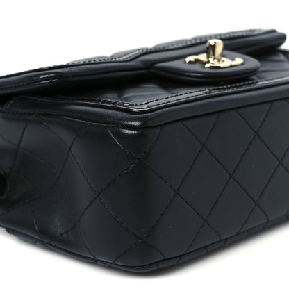 Chanel Shiny Lambskin Quilted Half Mini Flap Black 10 of 12