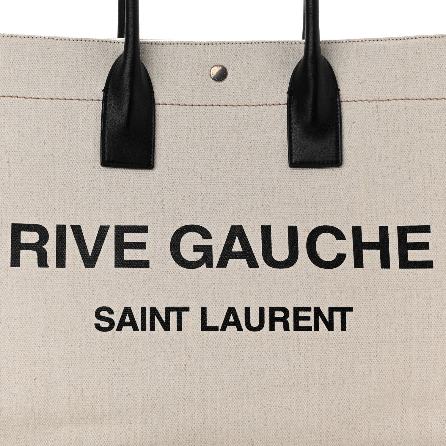 Saint Laurent Linen Calfskin Rive Gauche Tote Optic White 8 of 10