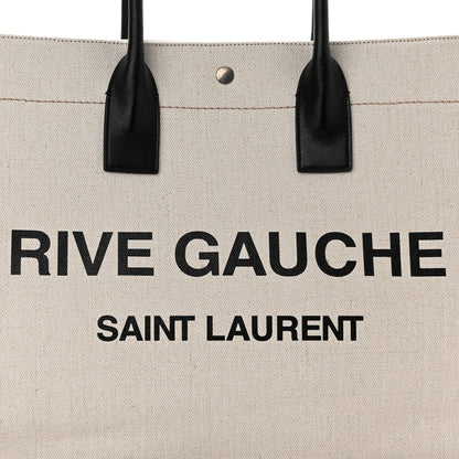 Saint Laurent Linen Calfskin Rive Gauche Tote Optic White 8 of 10