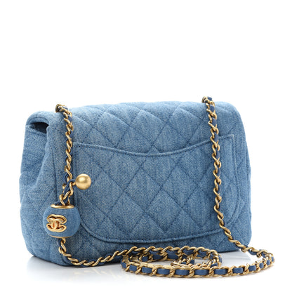 Chanel Denim Quilted Mini Pearl Crush Flap Blue 3 of 9