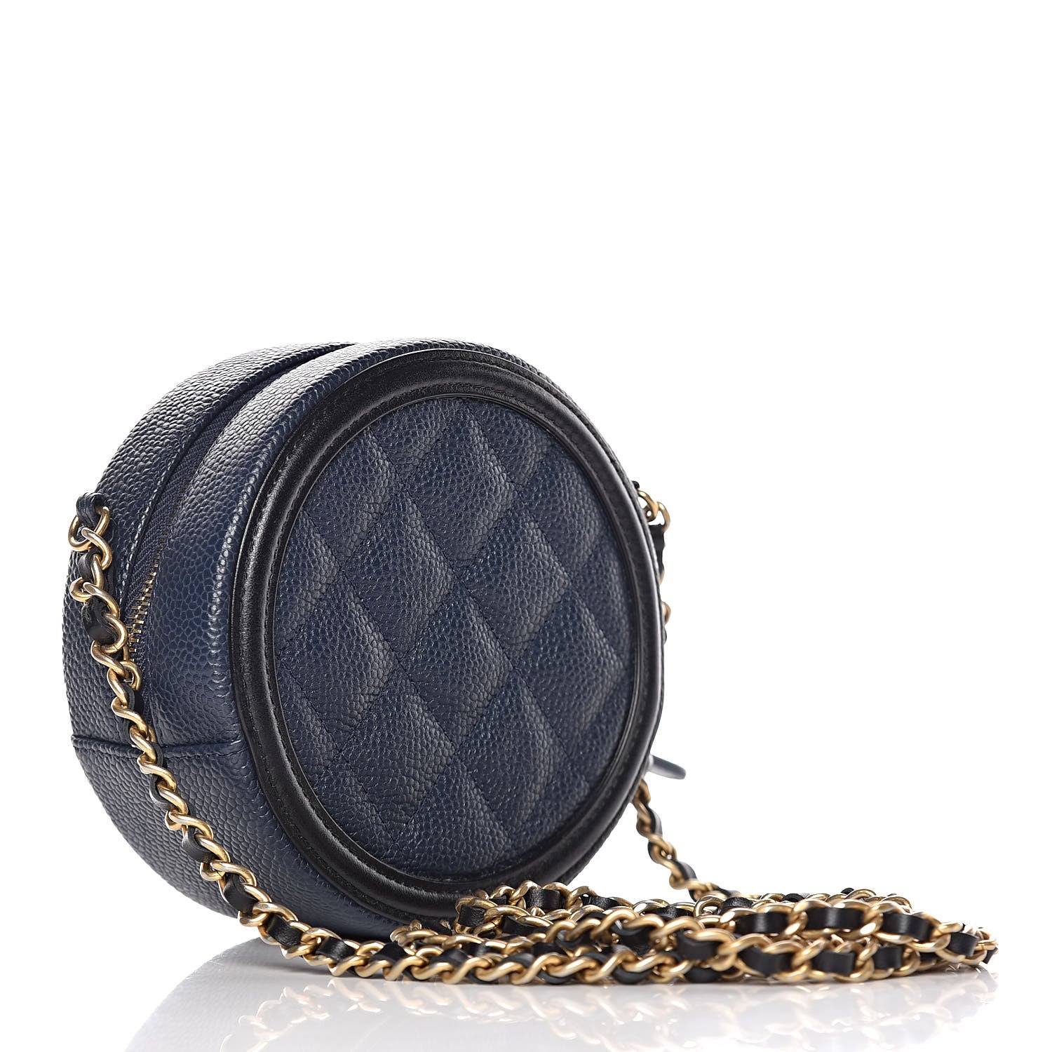 Chanel Caviar Quilted Round Filigree Crossbody Navy Black 3 of 10