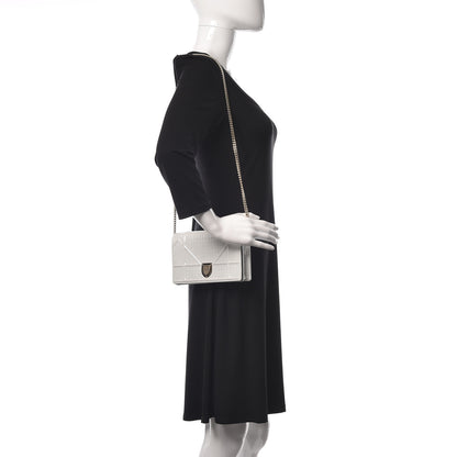 Christian Dior Patent Micro-Cannage Diorama Wallet on Chain Pouch White 2 of 13