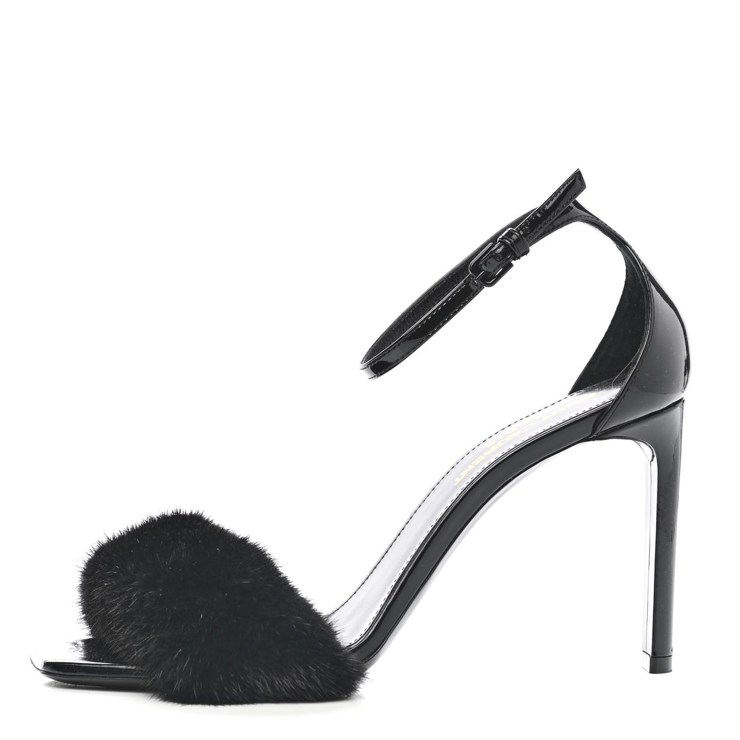 Mink Patent Ankle Strap Sandals 36 Black