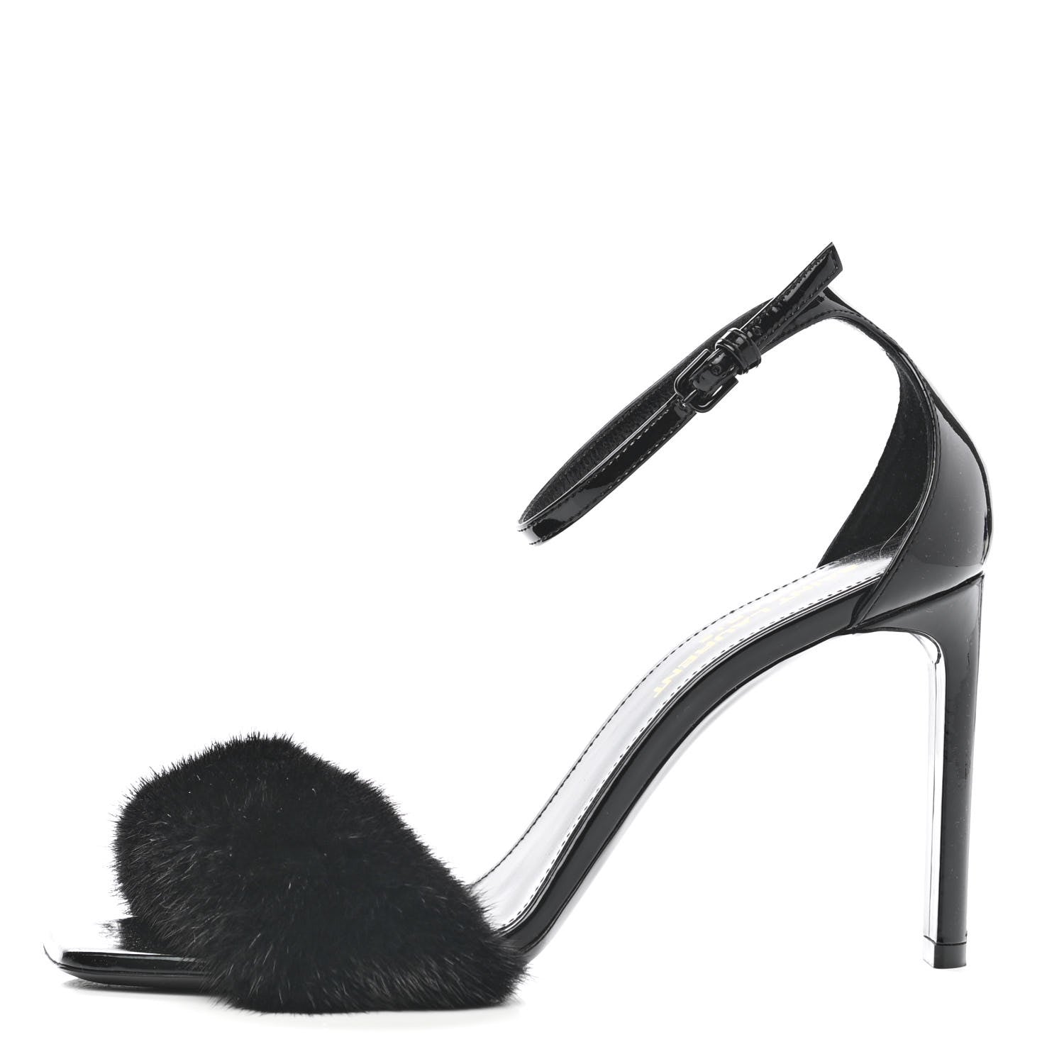 Saint Laurent Mink Patent Ankle Strap Sandals 36 Black 1 of 8